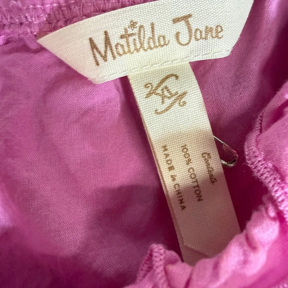Matilda Jane Girls Pink Eyelet Tiered Ruffle Cotton‎ Dress XL 12 14